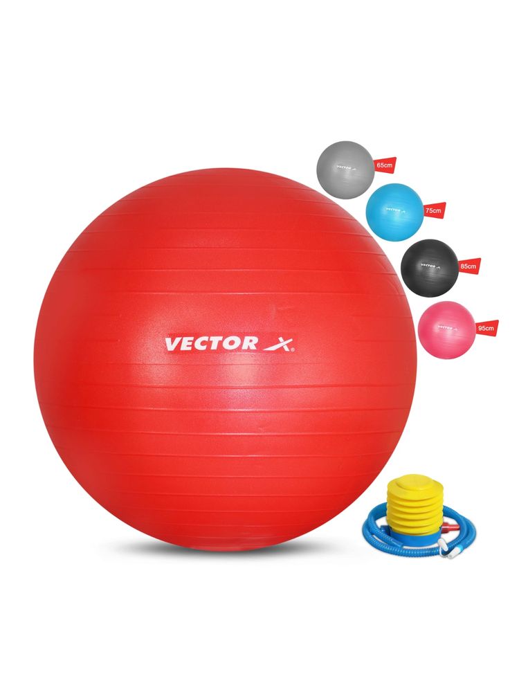 Vector X Exercise Ball - Professional Grade Anti-Burst Ball Yoga Fitness 55Cm Red-image-4