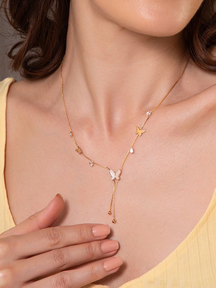 Salty Women White Radiant Butterfly Tassel Necklace-image-7