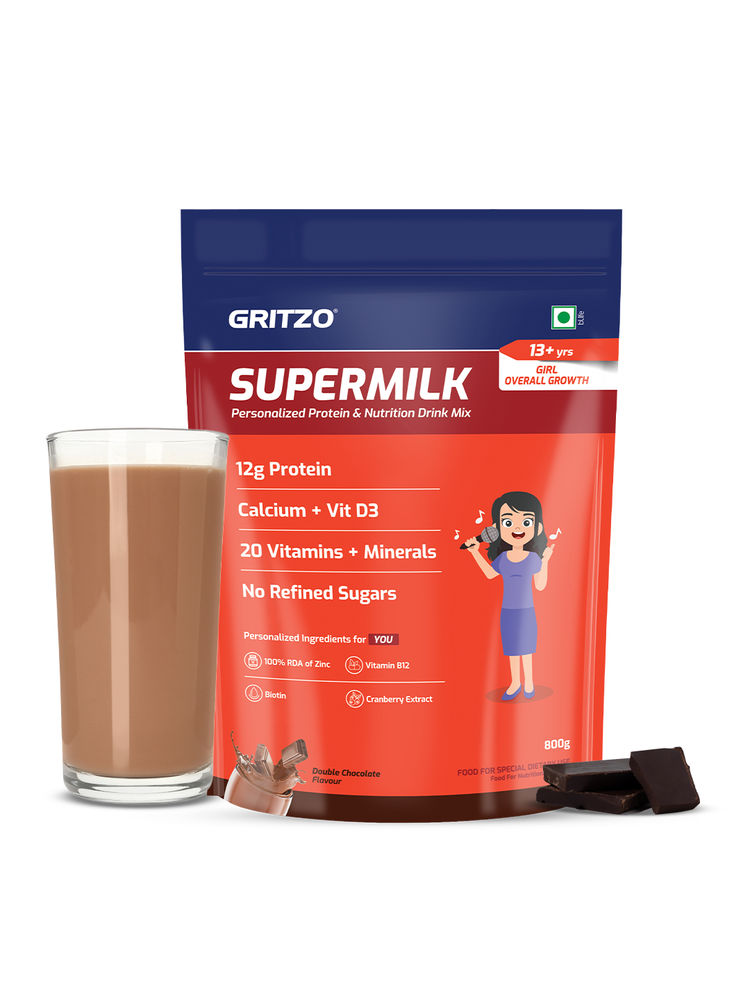 Gritzo Supermilk Overall Growth 12G Protein For 13+Y Girls - Double Chocolate