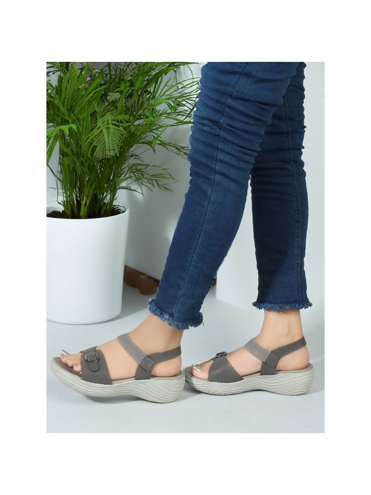 Carlton London Grey Comfort Women's Hook & Loop Sandals-picture-23
