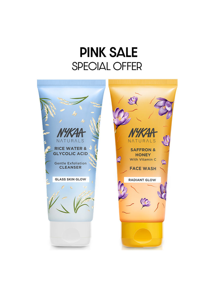Nykaa Naturals Rice Water Cleanser + Saffron & Honey Face Wash Combo-image-26