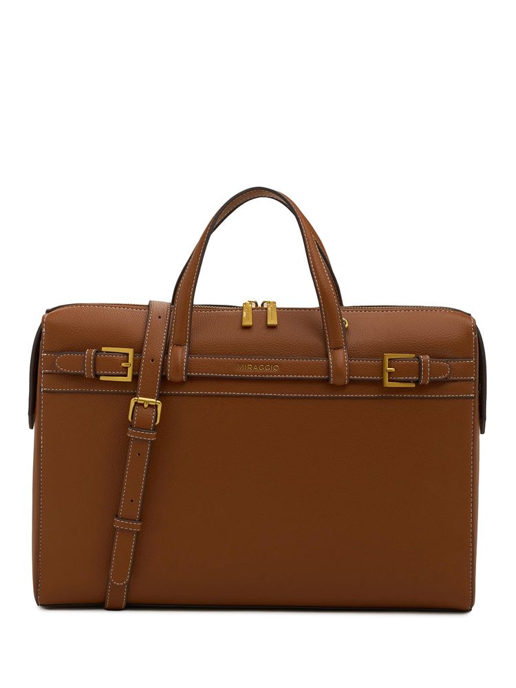 MIRAGGIO Shalom 14 Inch Laptop Bag With Detachable Strap - Tan (L)-image-35