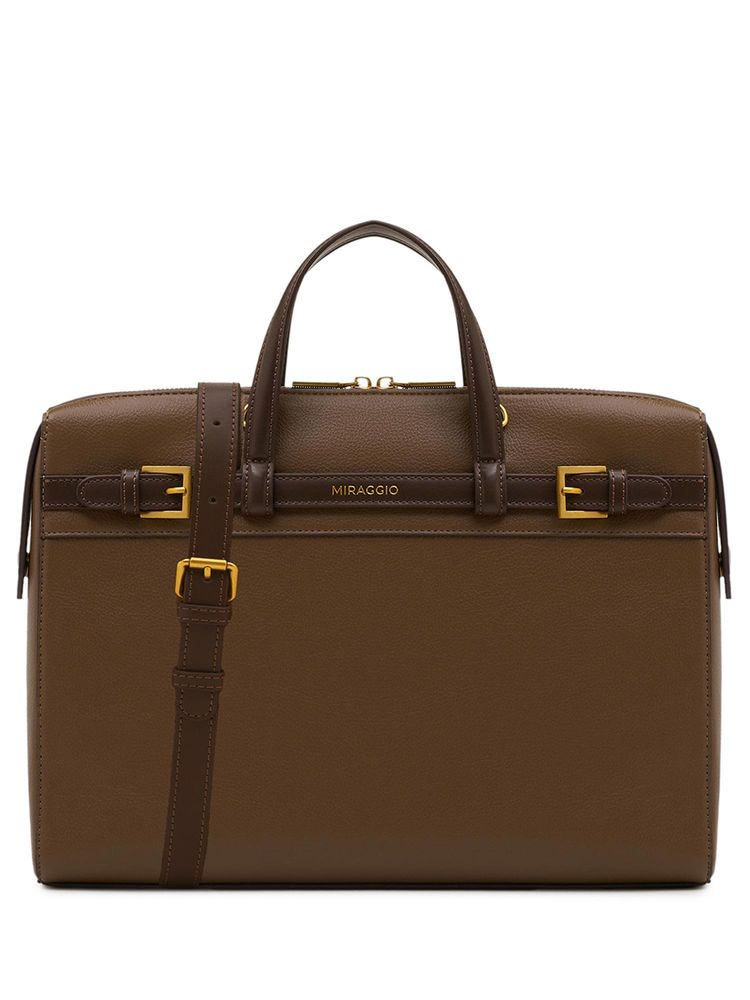MIRAGGIO Shalom 14 Inch Laptop Bag With Detachable Strap - Brown (L)-image-41