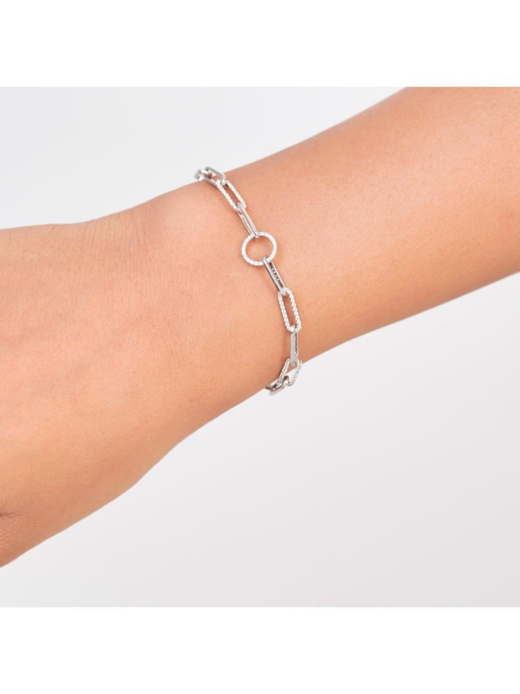 KIORAH Women 925 Sterling Silver White Diamond Paper Bracelet-image-40