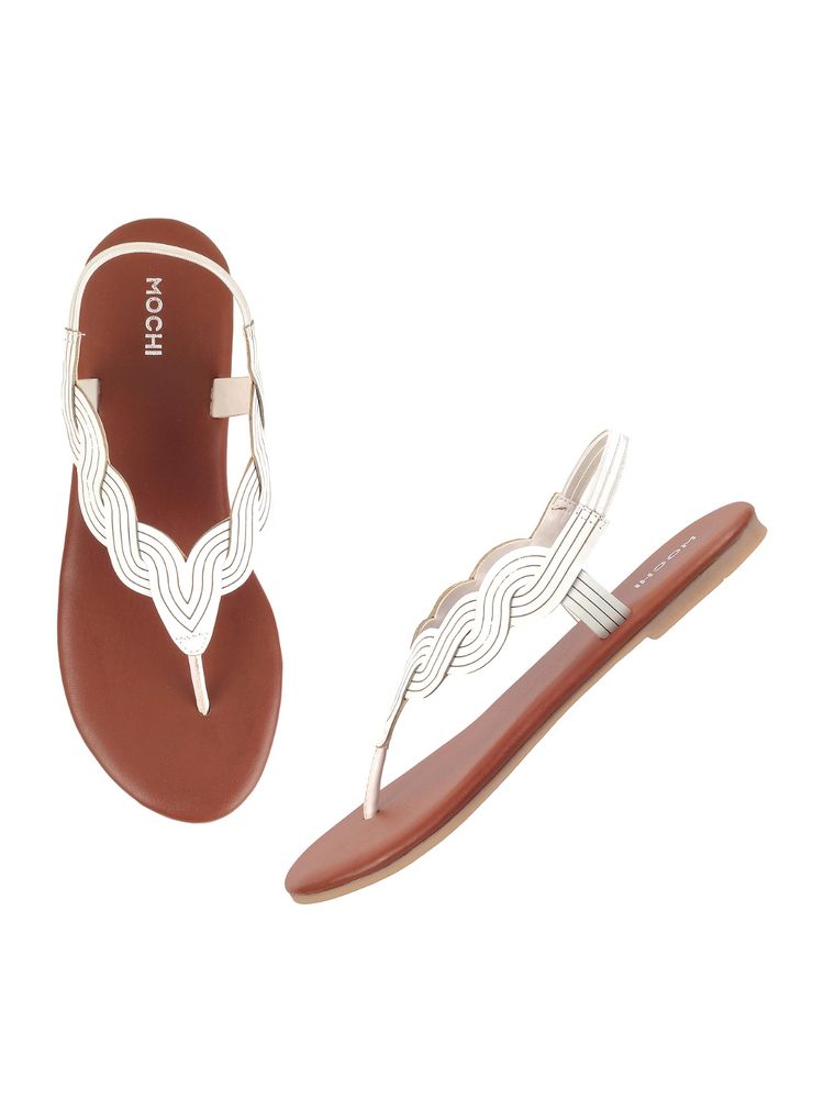 Mochi Womens White Flat SandalsMochi White Synthetic Solid Flats-image-16