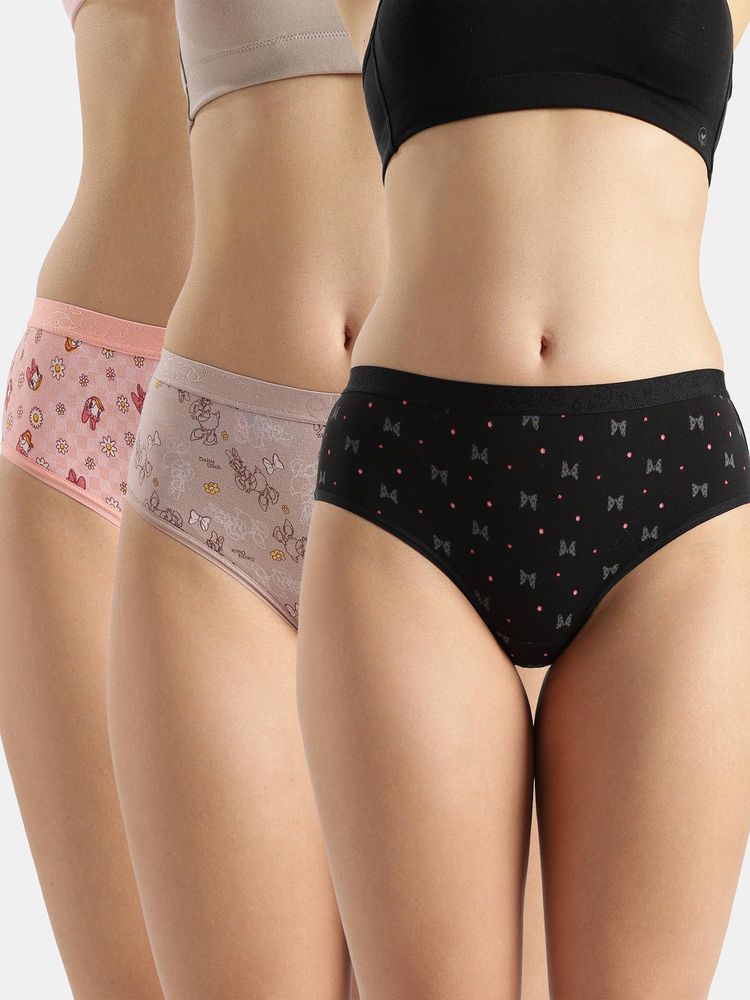 Jockey D301 Women Disney Cotton Hipster - Candlelight Peach, Mocha And Black (Pack of 3)-picture-27