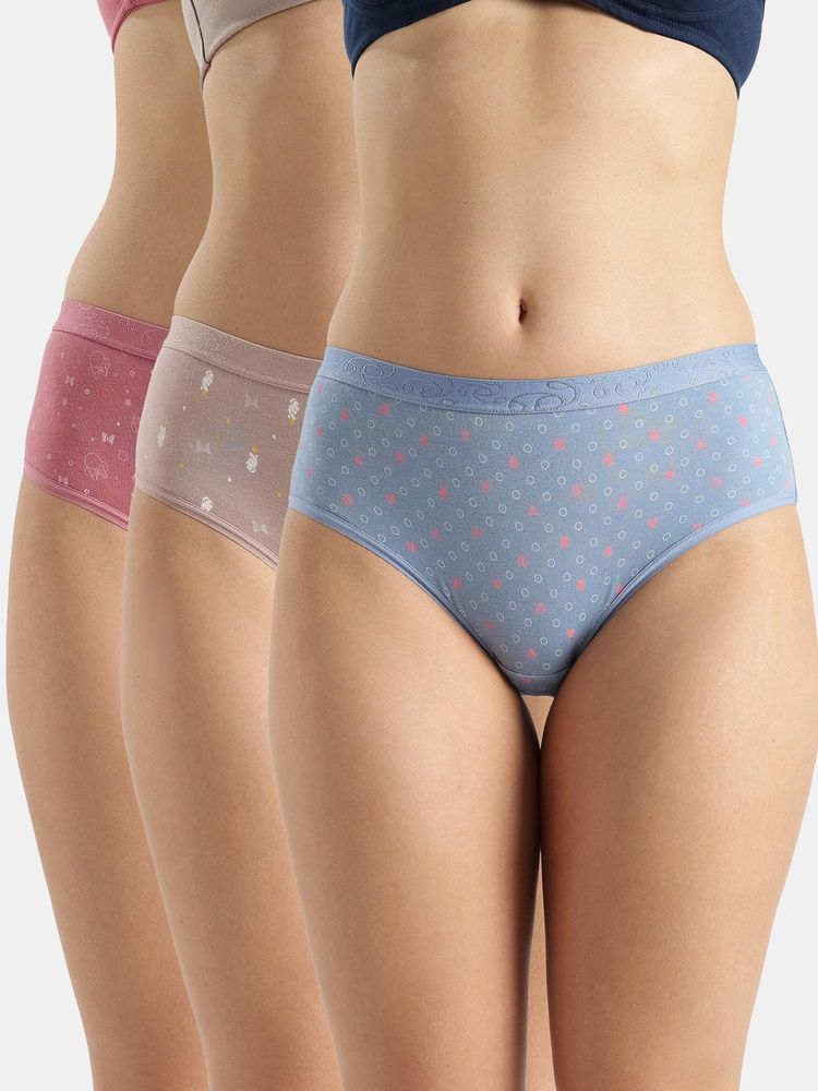 Jockey D301 Women Disney Cotton Hipster - Mocha, High Rose And Ashleigh Blue (Pack of 3)-picture-18