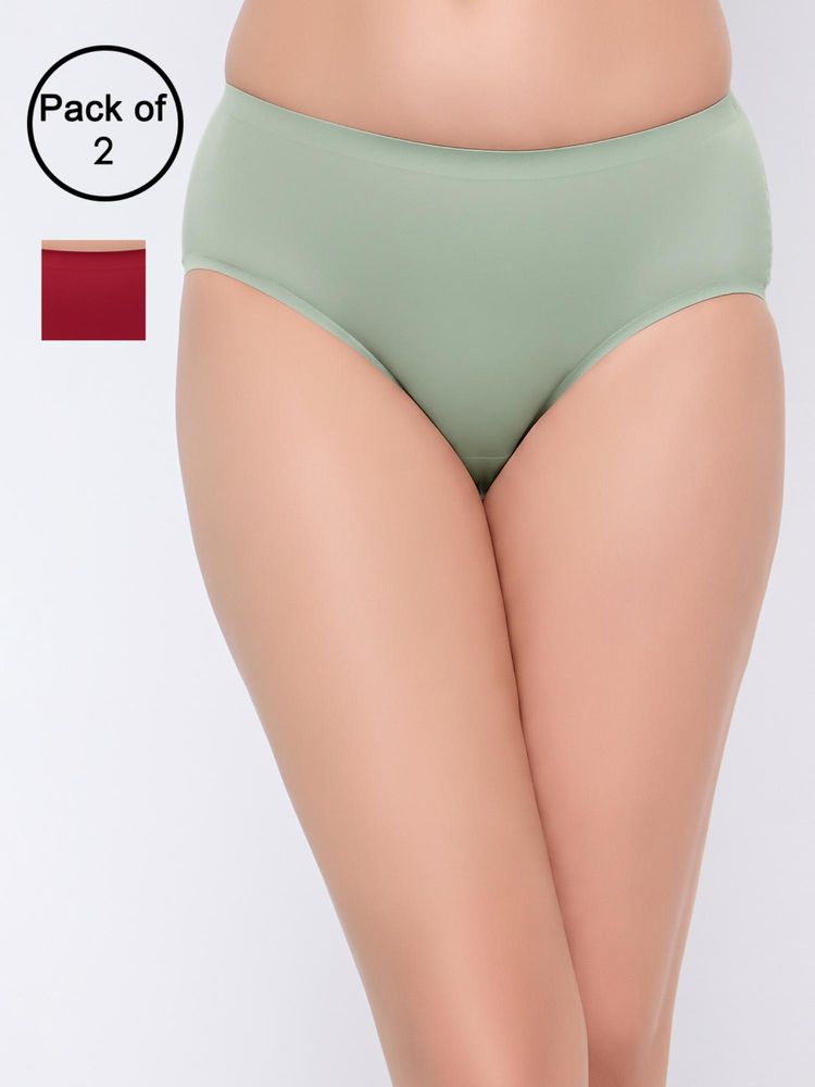 Clovia Mid-Waist Seamless Bonded Hipster Panties Multi-Color (Pack of 2)-picture-28