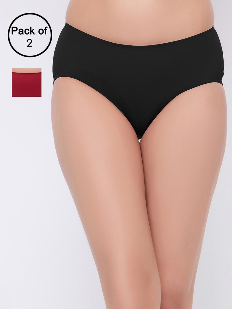 Clovia Mid-Waist Seamless Bonded Hipster Panties Multi-Color (Pack of 2)-picture-10