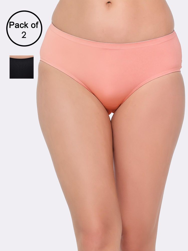 Clovia Mid-Waist Seamless Bonded Hipster Panties Multi-Color (Pack of 2)-picture-11