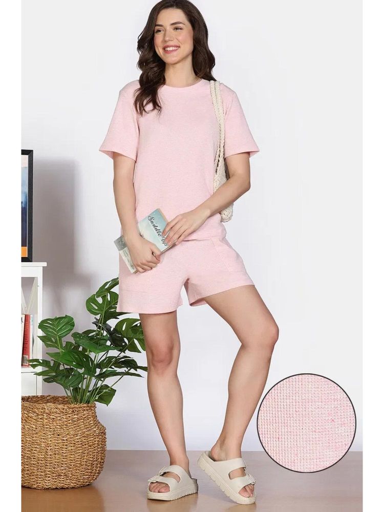 Zivame Knit Cotton Nightsuit - Pink Dogwood-image-13