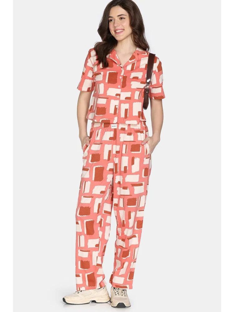 Zivame 2 Mile Fashion Knit Cotton Nightsuit - Burnt Sienna-picture-20