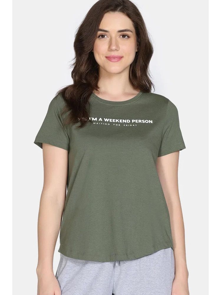 Zivame 2 Mile Fashion Knit Cotton Lounge Top - Four Leaf Clover-image-5