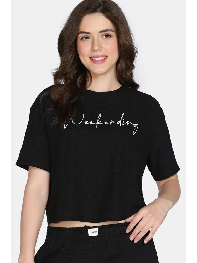 Zivame 2 Mile Fashion Knit Poly Loungewear Top - Black Beauty-image-7