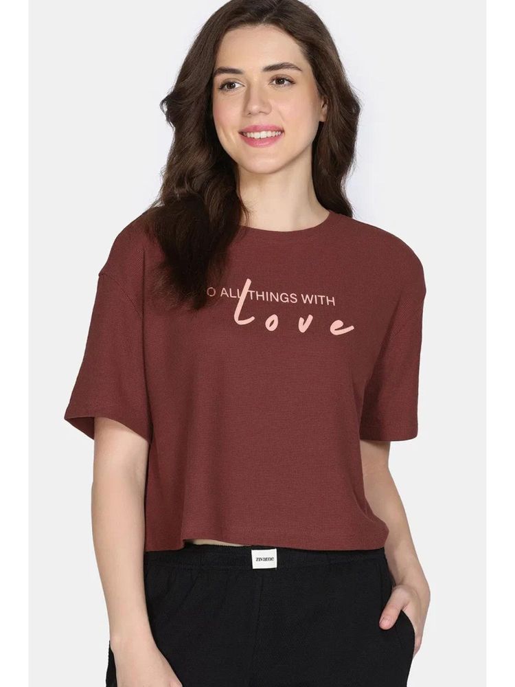 Zivame 2 Mile Fashion Knit Poly Loungewear Top - Cinnamon-picture-45