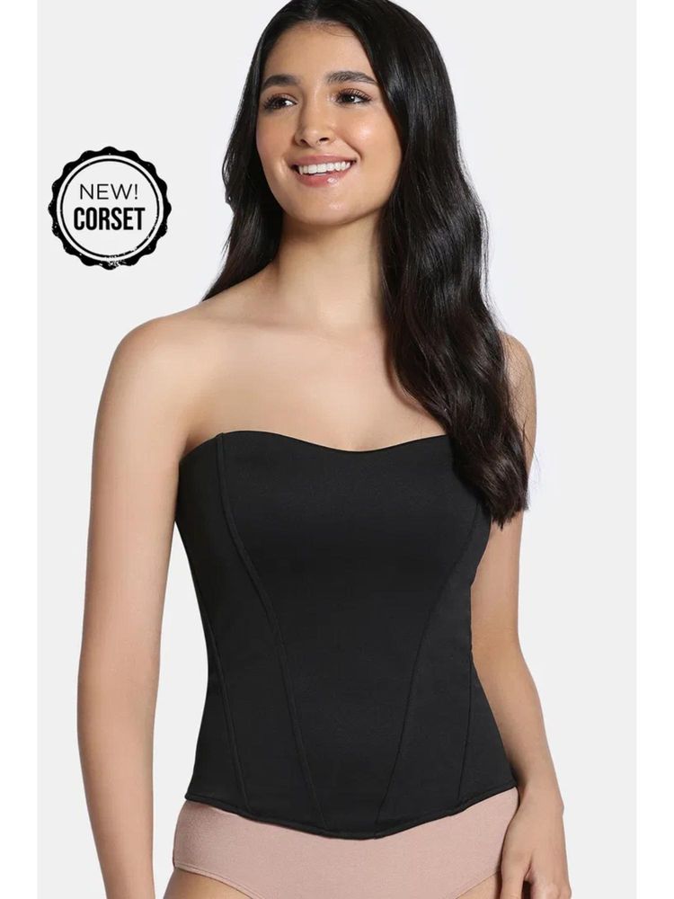 Zivame Short Slip Cor With Inbuilt Cups - Black-image-40
