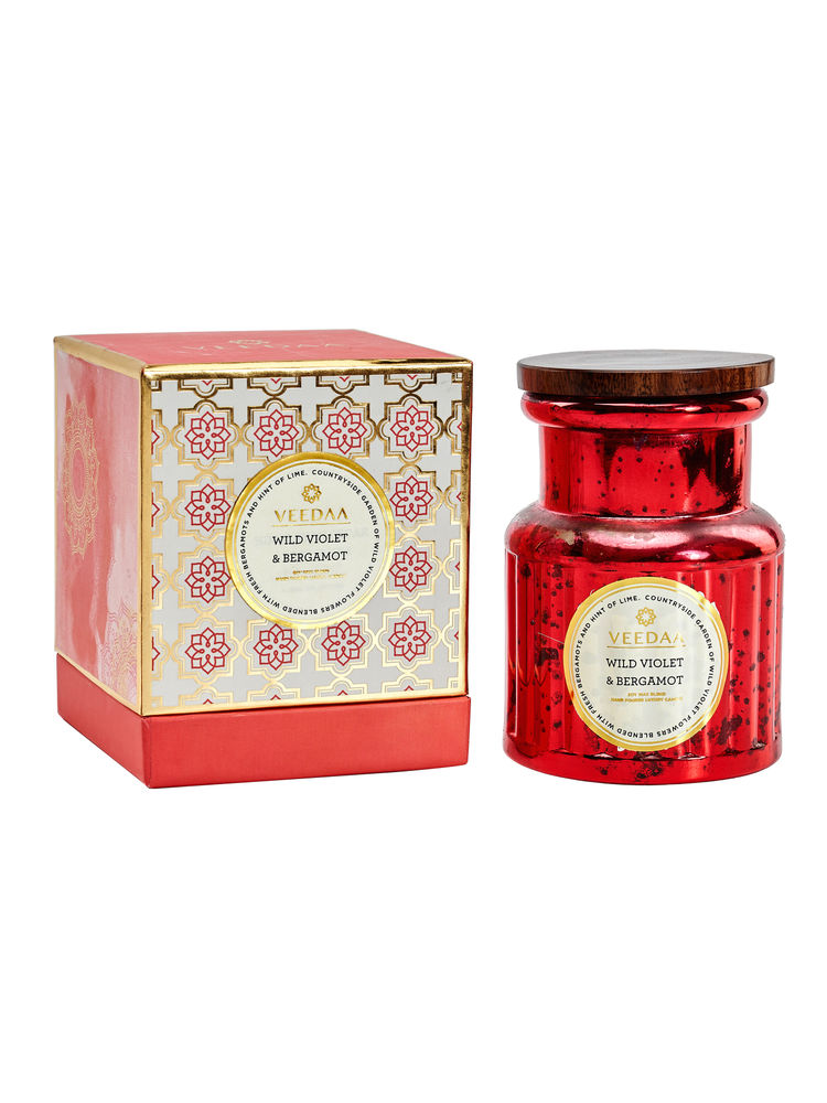 Veedaa Wild Violet & Bergamot Crown Glass Scented Candle-image-43