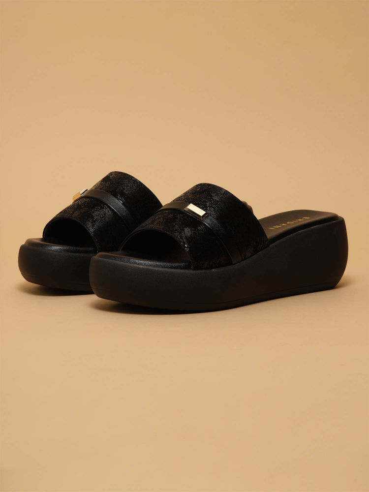 Eridani May Black Casual Wedges Heels-image-30