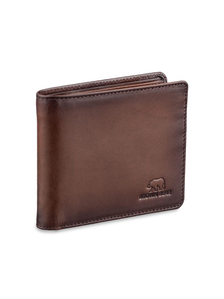 Brown Bear Men Brown Pure Nappa Leather Wallet-image-8