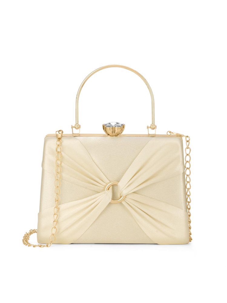 Lavie Women Gold Misha Handle Frame Clutch with Detachable Chain (S)-image-6