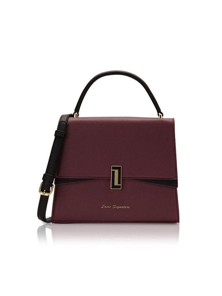Lavie Signature Women Winston Maroon Satchel Bag with Detachable Strap (M)-image-16