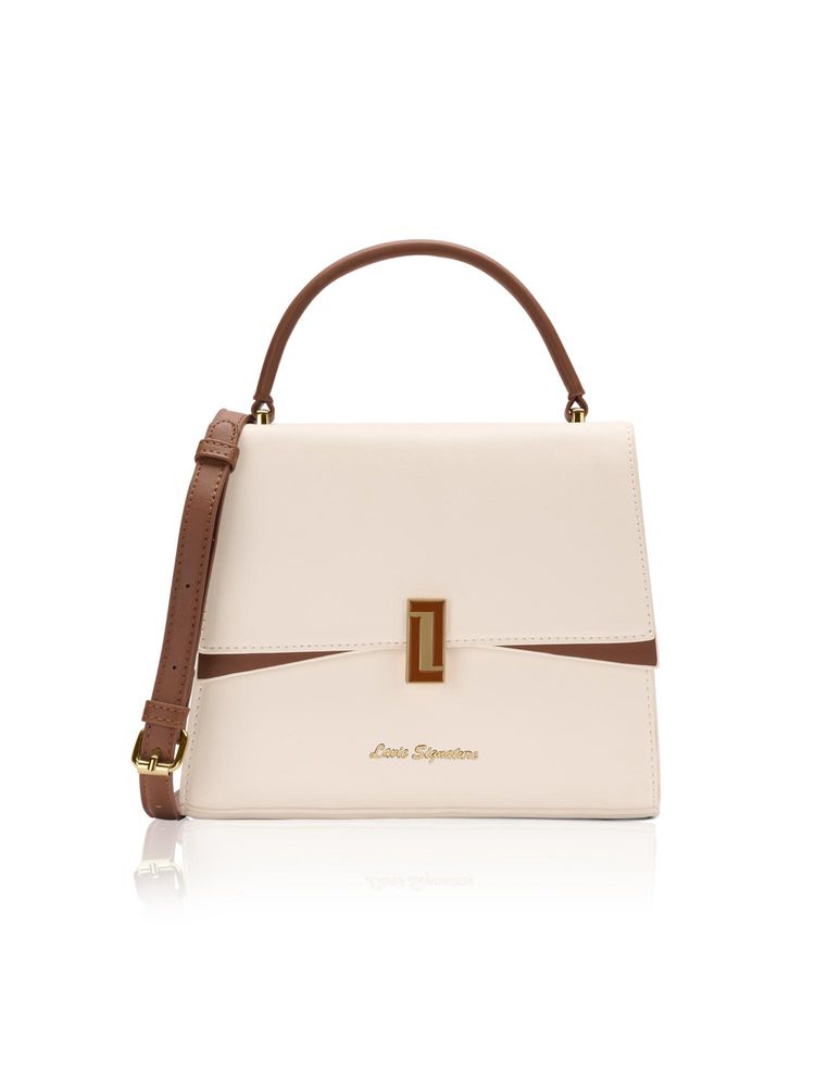 Lavie Signature Women Winston Off White Satchel Bag with Detachable Strap (M)-picture-30