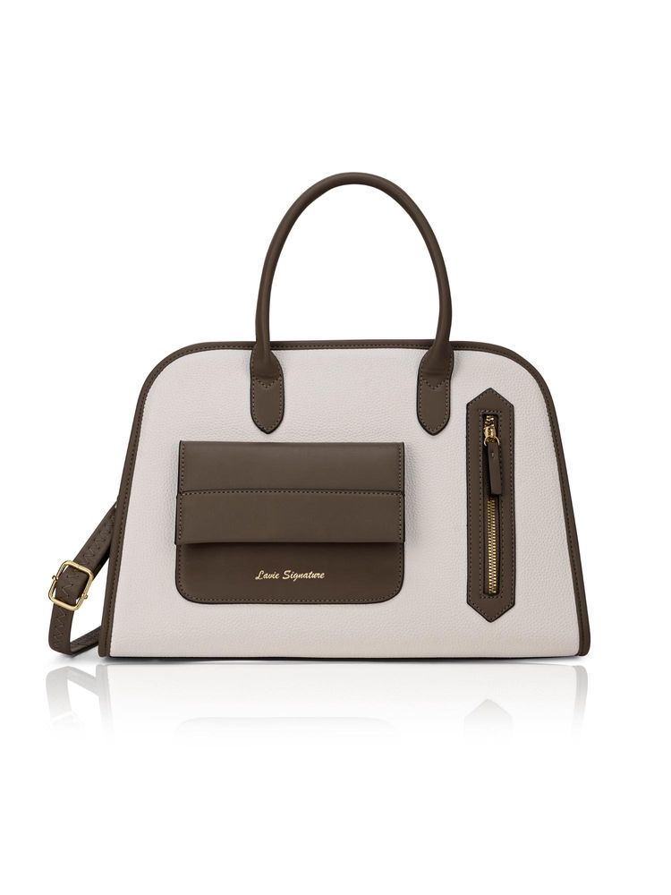 Lavie Signature Women Off White Satchel Bag with Detachable Strap (M)-picture-28