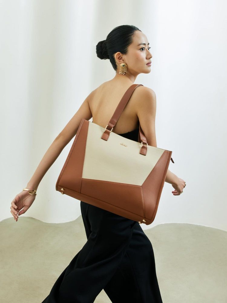 Everpret Women Tan-Beige Gokyo Vegan Leather Office Tote Bag-picture-27