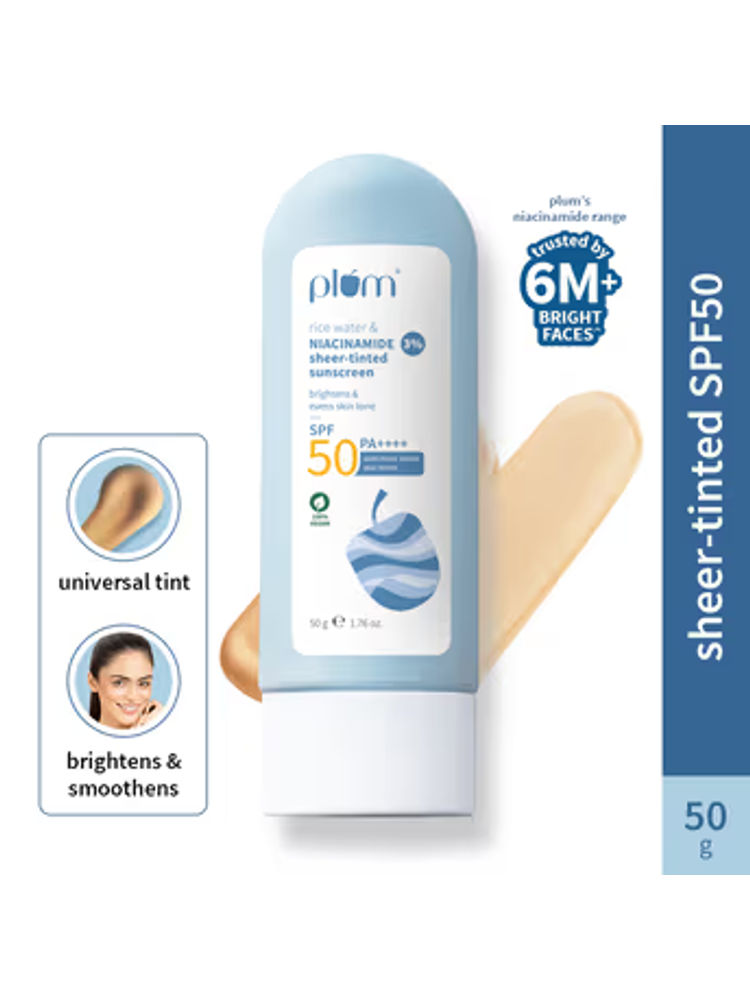 Plum Rice Water & 3% Niacinamide Sheer-Tinted Sunscreen With SPF 50 PA++++, For Oily to Dry Skin-picture-0