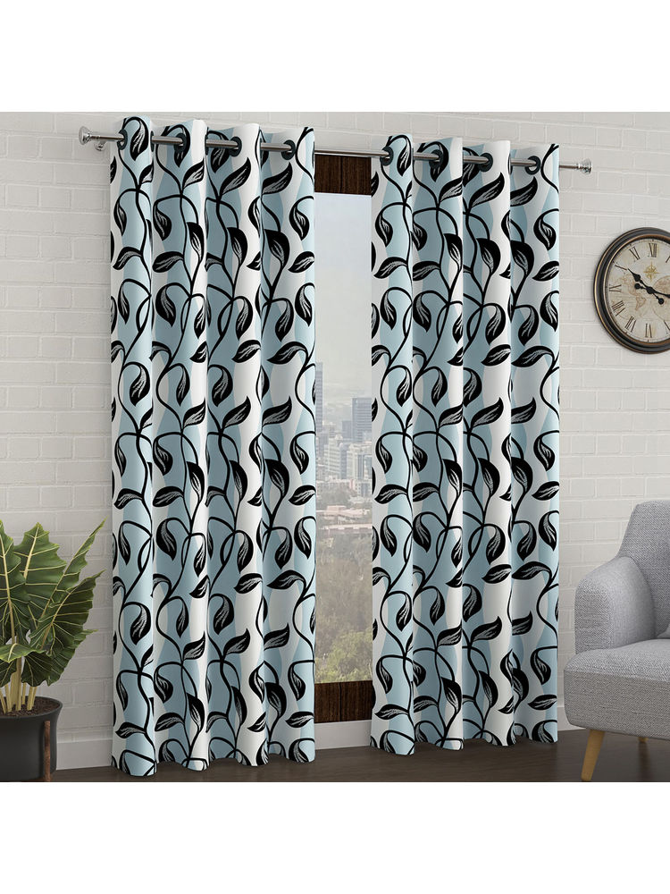Story@Home 200 Gsm Leafs Multi-Color 2 U 9 Feet Door Curtains (Pack of 2)-image-15