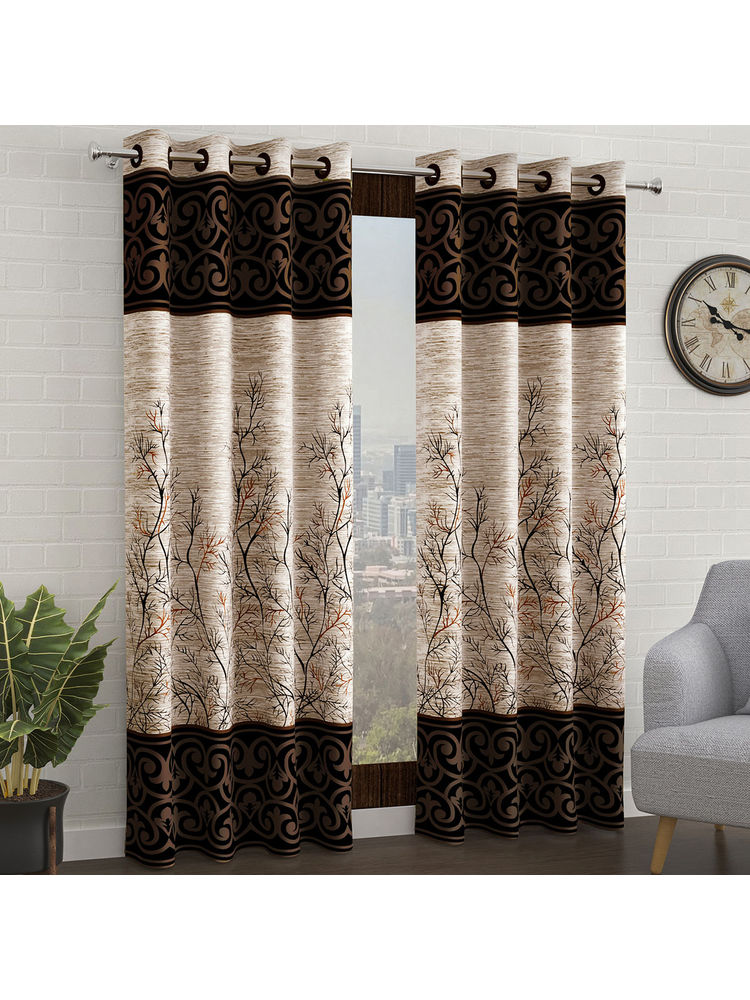 Story@Home 200 Gsm 9 Feet Long Door Curtain, Cream & Brown, Abstract Design (Pack of 2)-picture-14