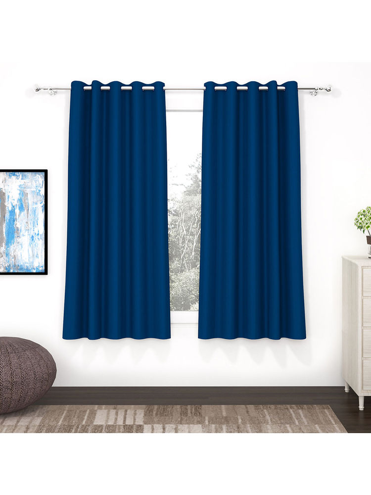 Story@Home 152 Cm 5 Ft Polyester, Silk Blackout Window Curtain Solid, Navy Blue (Pack of 2)-picture-24