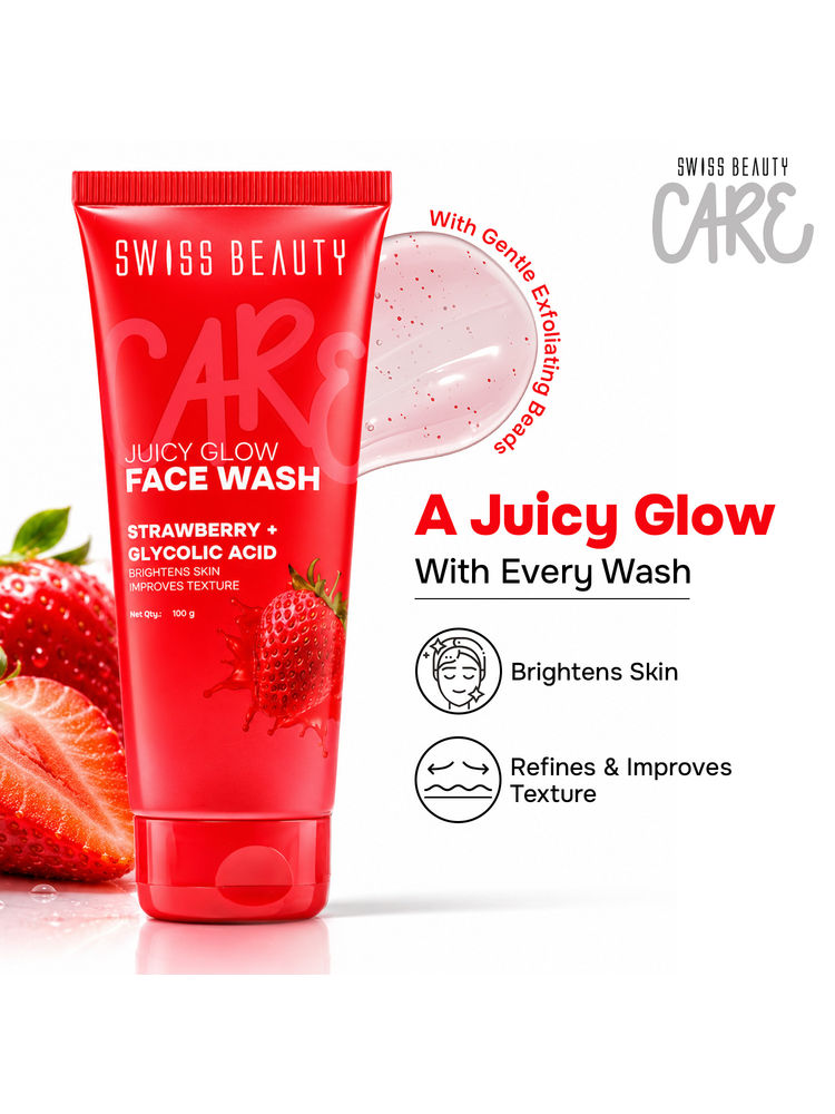 Swiss Beauty Care Juicy Glow Face Wash - With Strawberry + Glycolic Acid-image-23