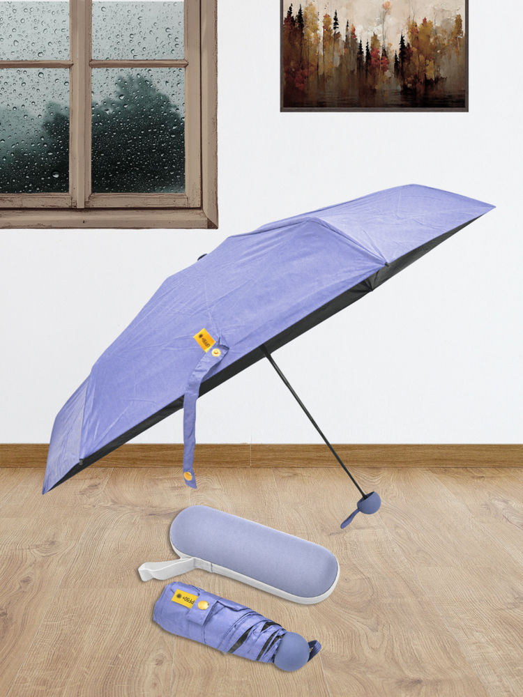 FABINALIV Blue Solid Waterproof 3 Fold Compact Umbrella with Cover-image-44