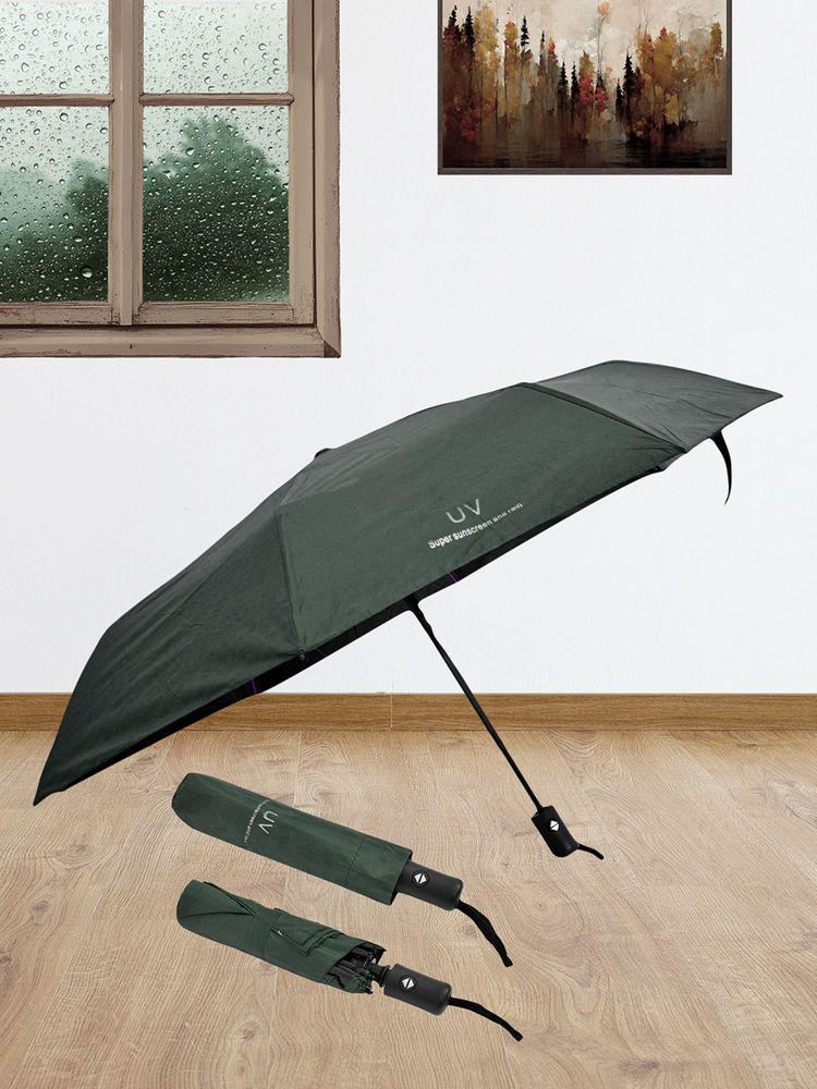 FABINALIV Green Solid Auto ON/OFF Waterproof Automatic Compact Umbrella with Cover-image-19