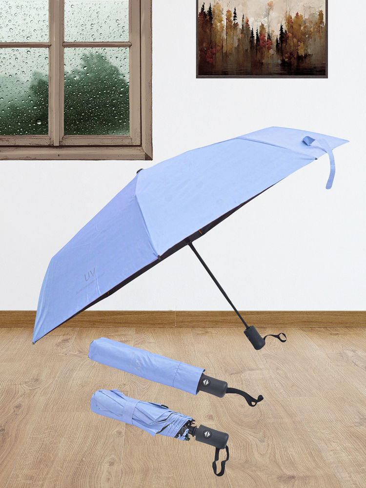 FABINALIV Sky Blue Solid Auto ON/OFF Waterproof Automatic Compact Umbrella with Cover-picture-18
