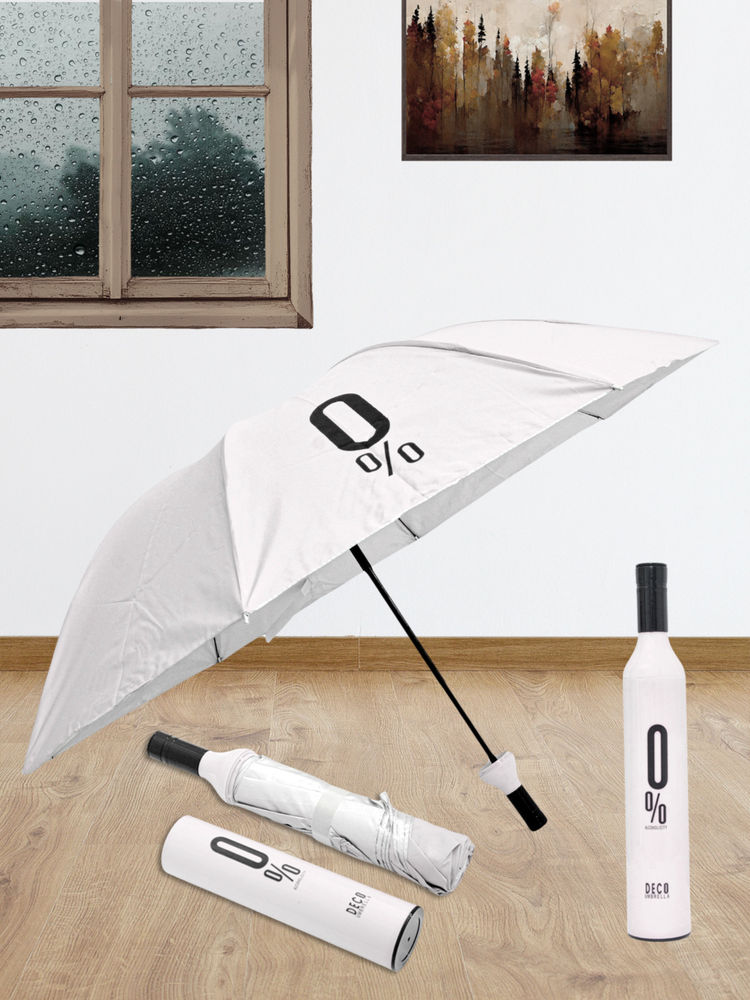 FABINALIV White Solid Waterproof 3 Fold Compact Bottle Umbrella with Cover-image-31