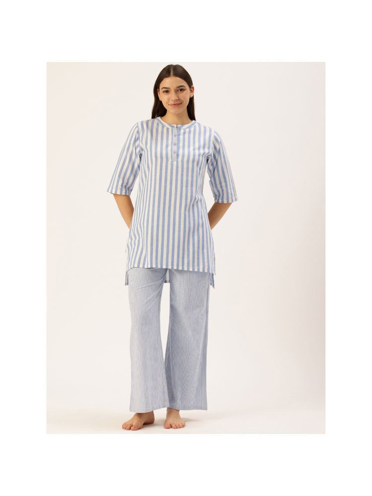 Clt.s Women Blue Striped Kurta and Palazzo (Set of 2)-picture-18