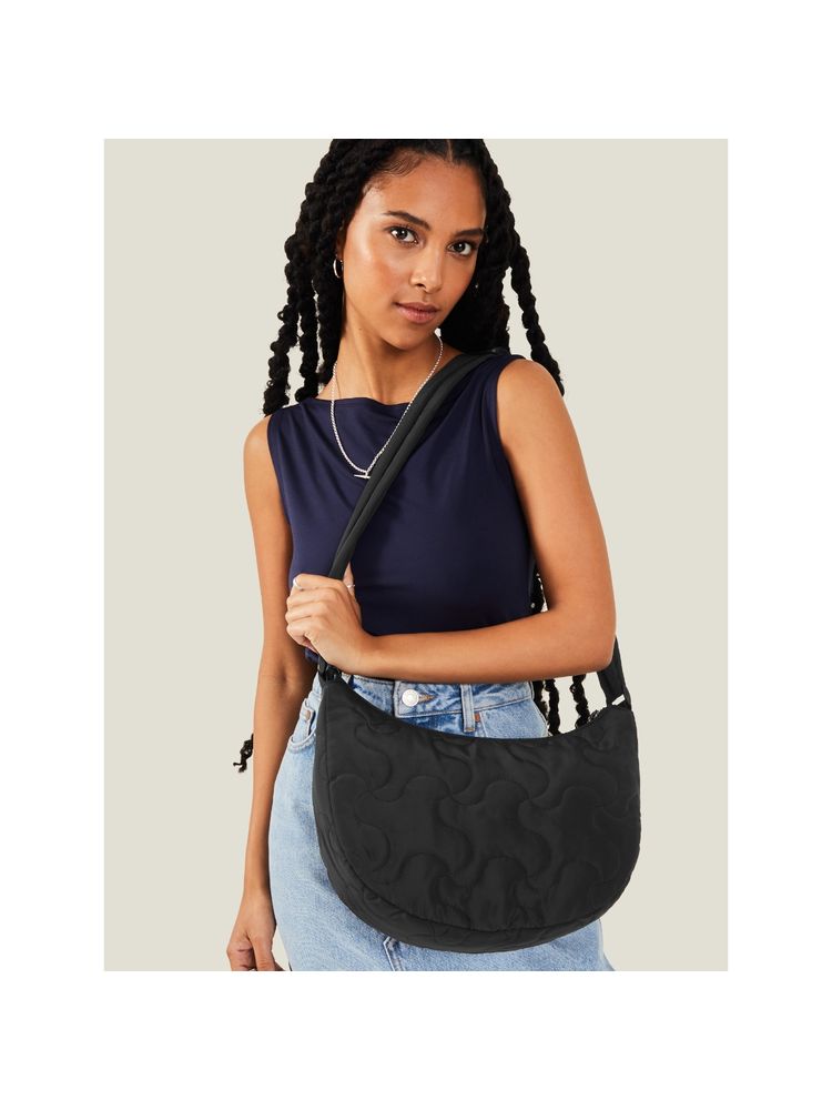 Accessorize London Women Black Large Quilted Sling Bag-picture-15