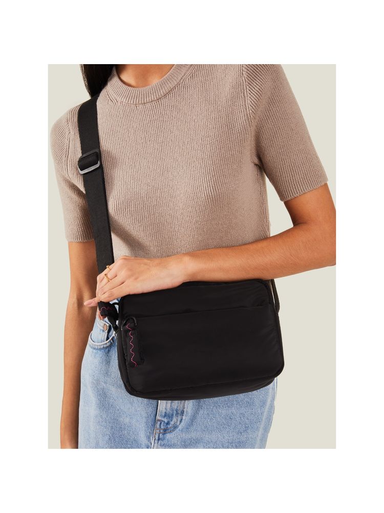 Accessorize London Women Black Nylon Sling Bag-image-2