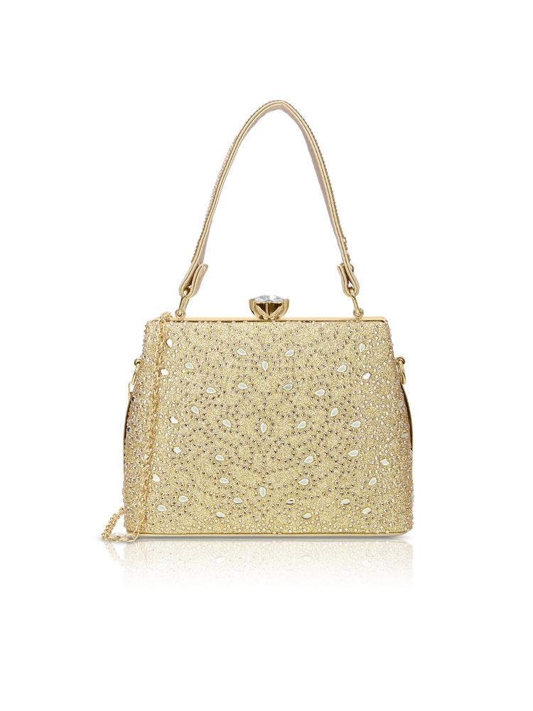 Lavie Signature Flare Framed Clutch with Detachable Chain -Gold (S)-image-47