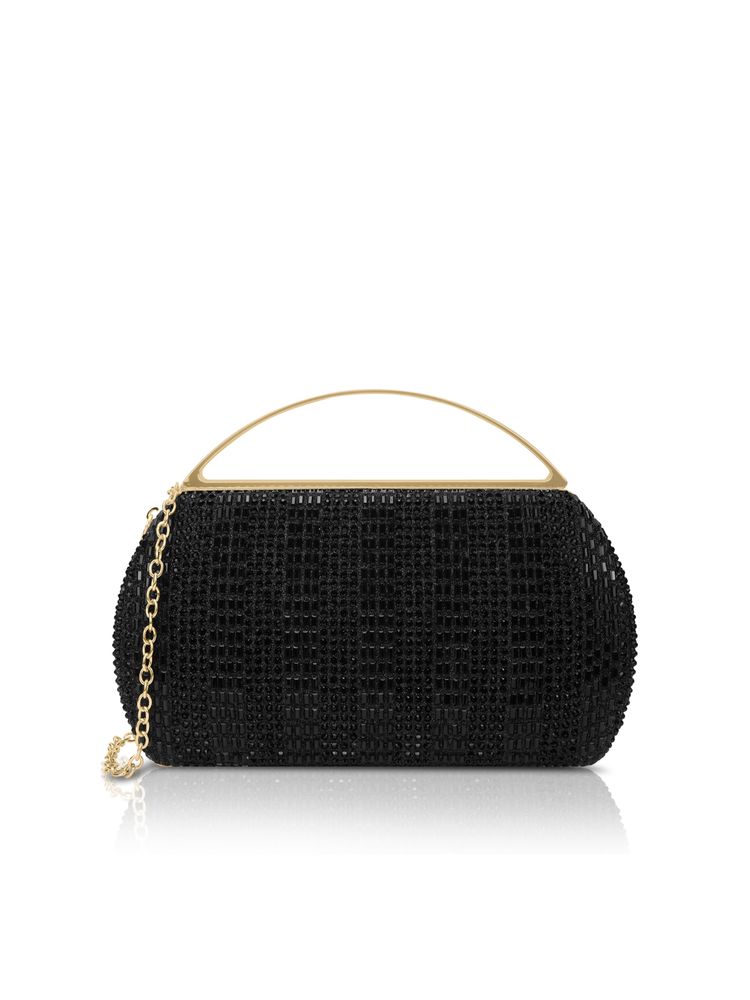 Lavie Signature Bun Handle Clutch with Detachable Chain -Black (S)-image-44