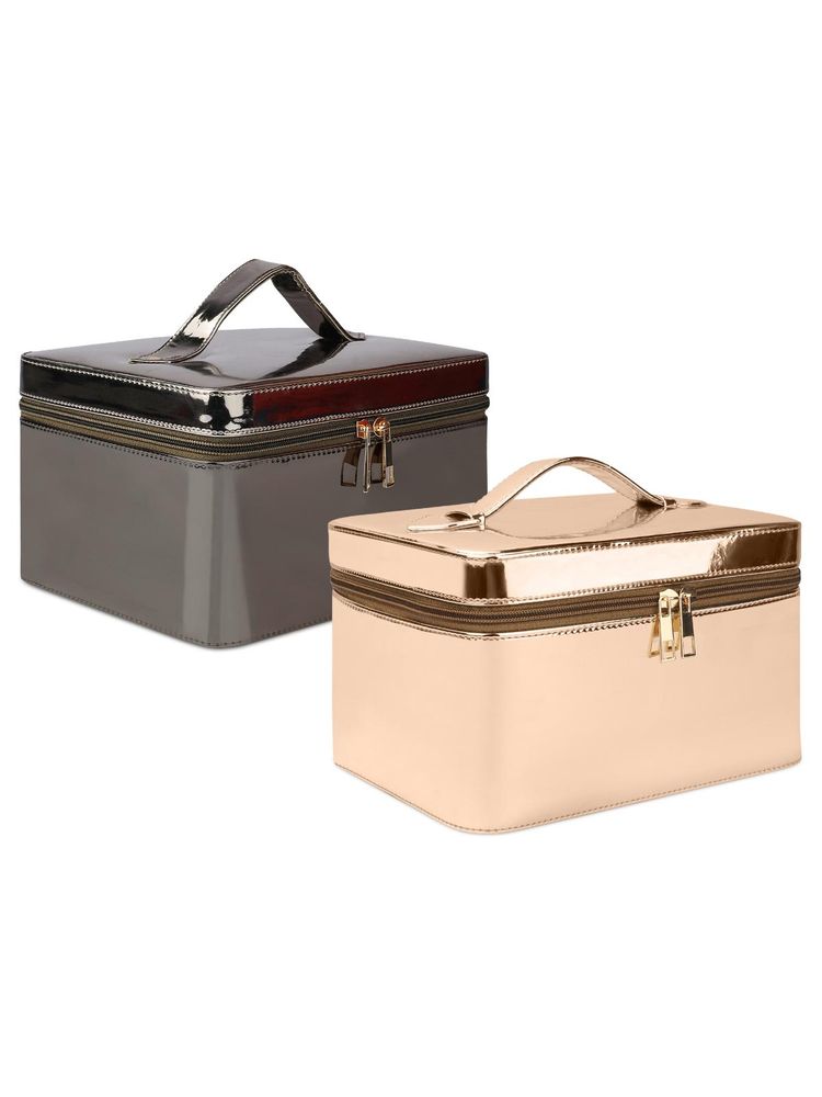 NFI Essentials Pack of 2 Makeup Bag Cosmetic Box Jewellery Bridal Make Up (L)-picture-14