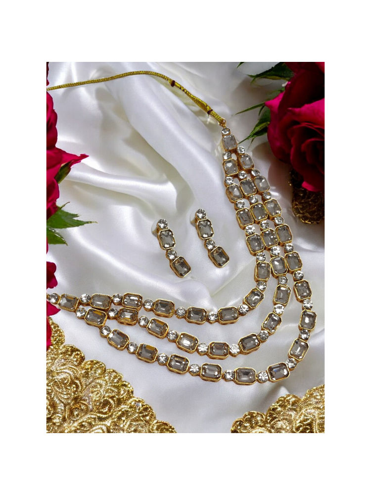OOMPH Gold Ethnic Choker Necklace Set - Multi Layer - Wedding Statement Design-image-39