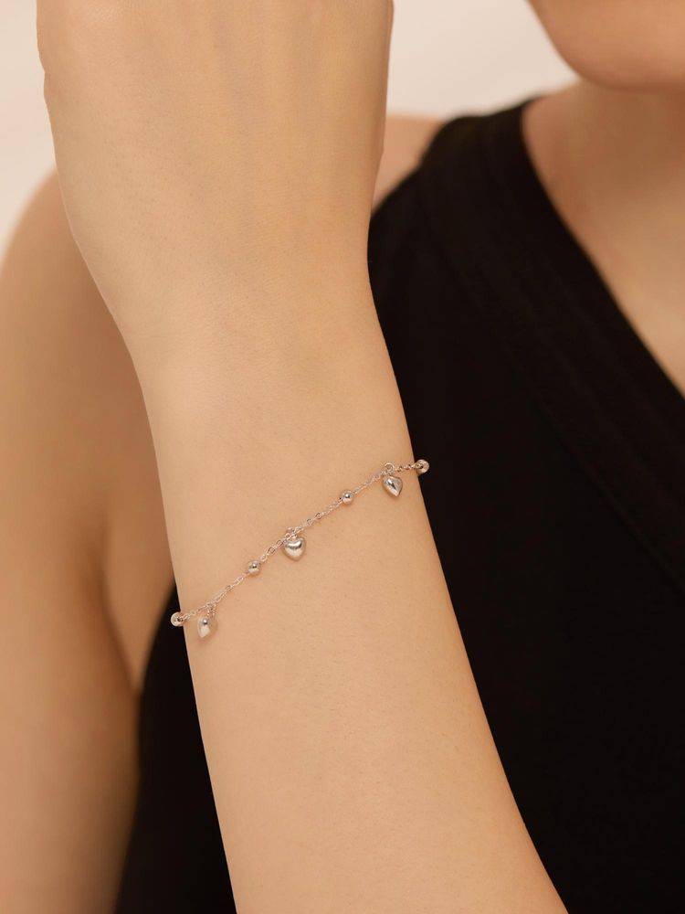 Nistra 925 Sterling Silver Bond Of Hearts Bracelet (Adjustable)-picture-16