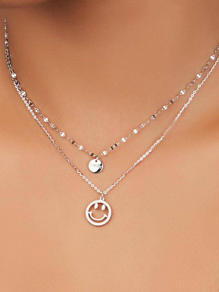 Nistra 925 Sterling Silver Joyful Grin Layered Necklace (Adjustable)-image-2