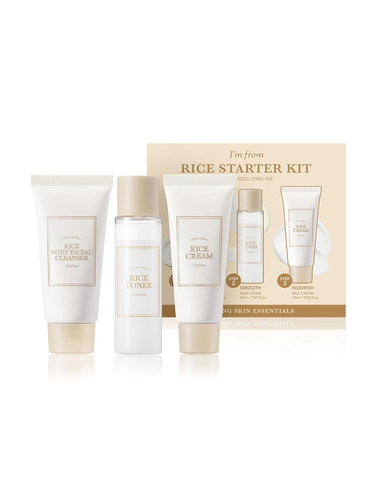 I'm From Rice Starter Kit - Korean Rice Skincare Kit, Hydrating & Brightening Cleanser, Toner, Cream