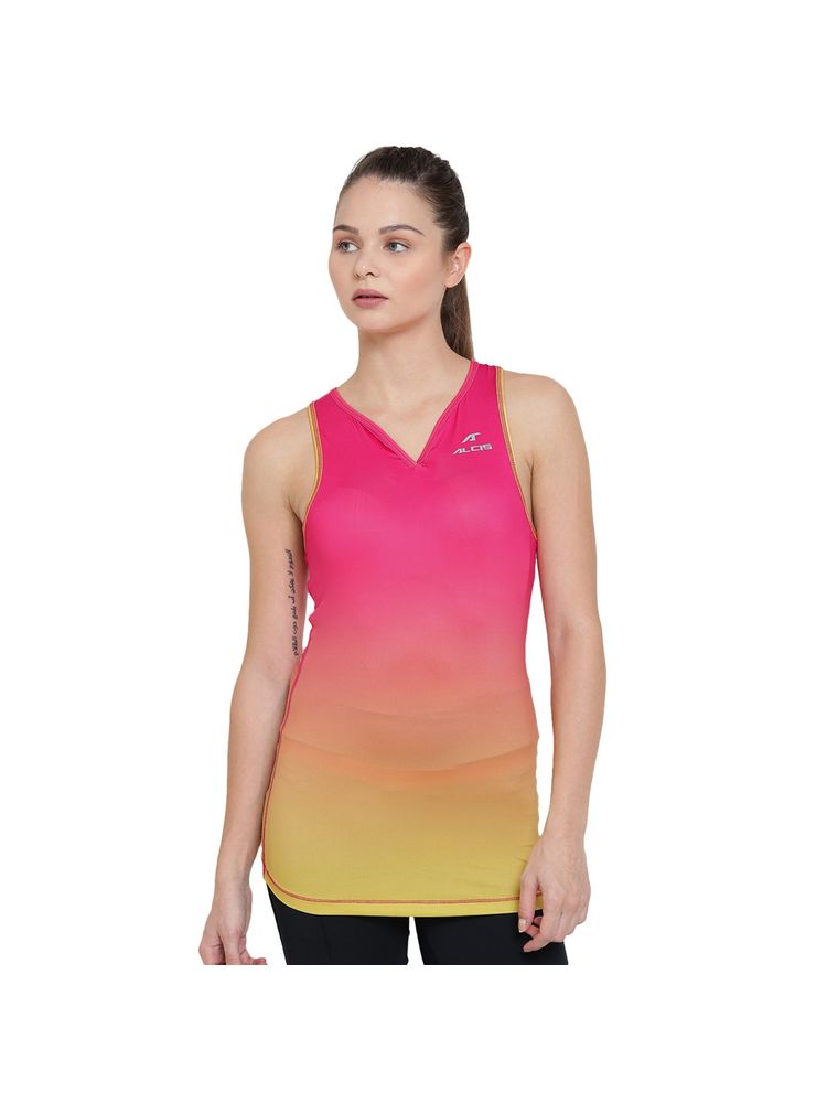 Alcis Women Pink Yellow Ombre Tank Top-picture-16