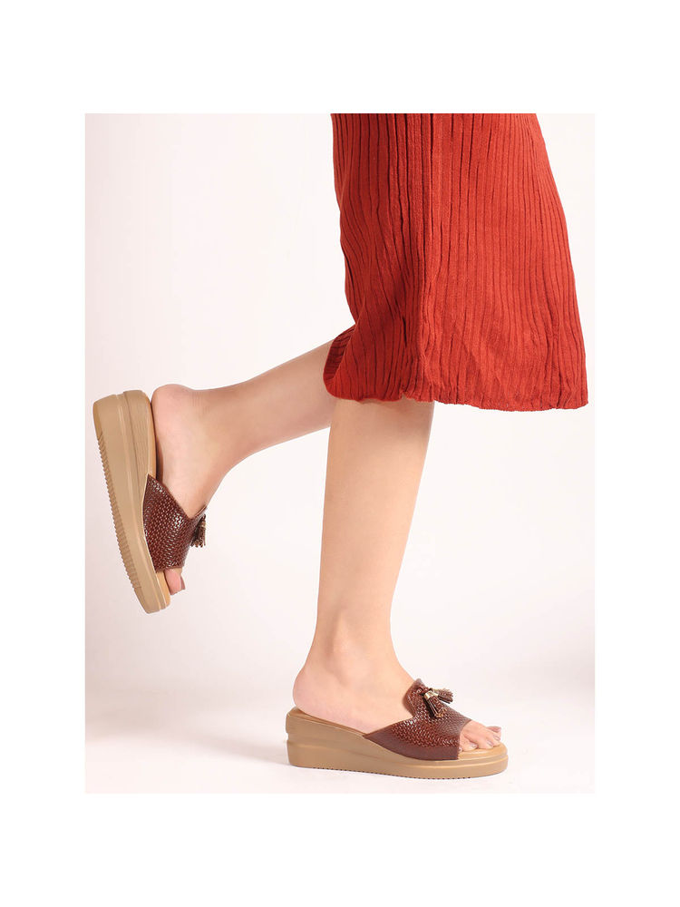 Carlton London Women Brown Round Toe Wedges Sandal-image-42
