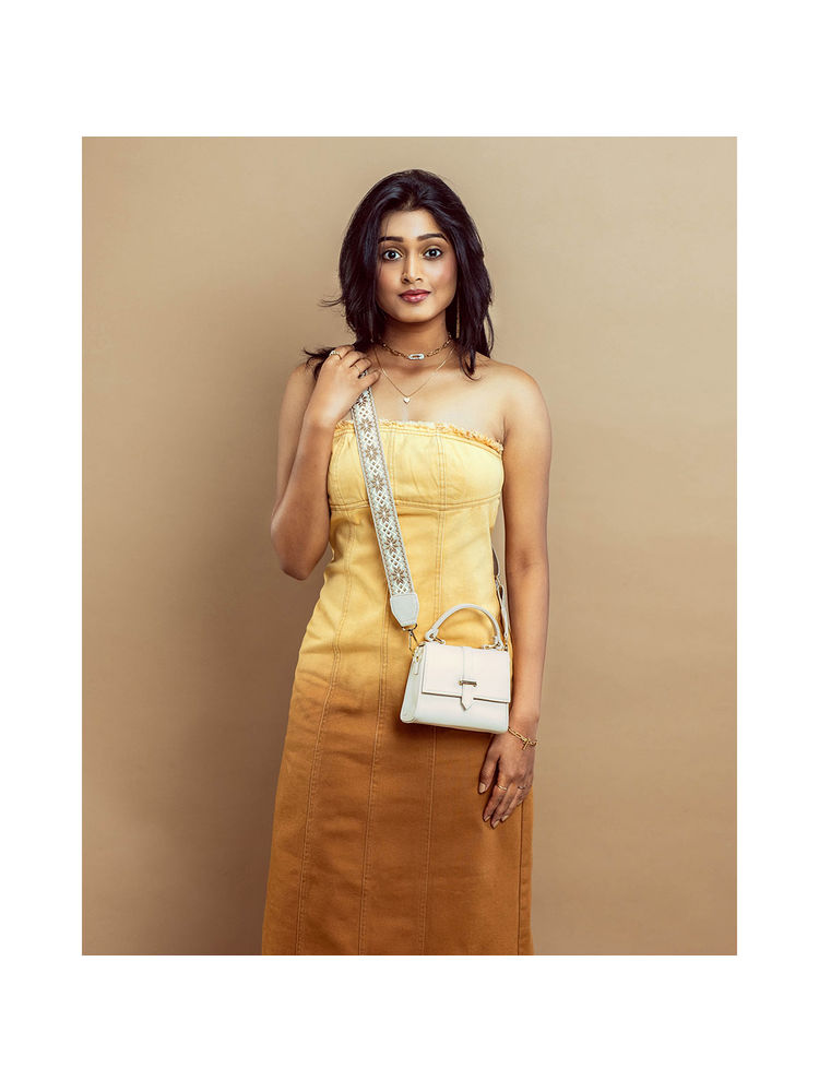 Strokes by Namrata Mehta Champagne Beige Mini Satchel bag